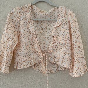 For Love And Lemons Orange Floral Ruffle Blouse